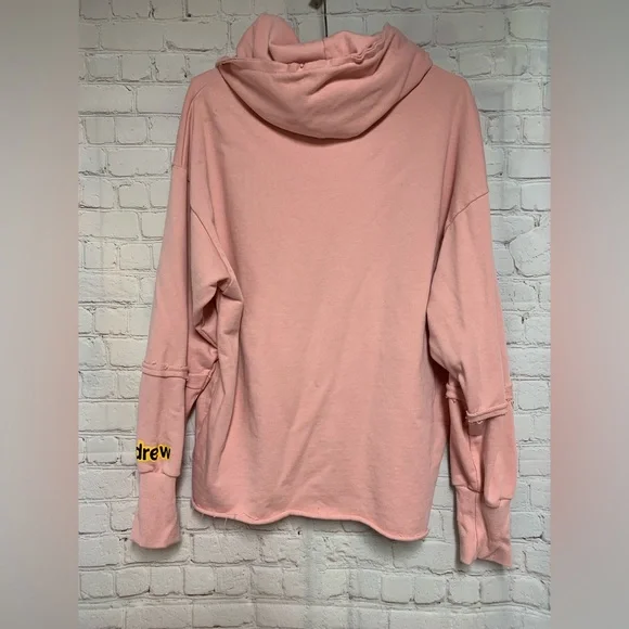 Drew House Pink Deconstructed Mascot Happy Face Hoodie Size M - Picture 9 of 9